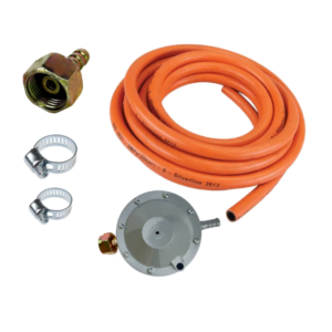 Pachet complet pentru pirostrie, ceas butelie, furtun gaz 4 m portocaliu, piulita butelie gaz filet stanga, 2 coliere - COBI SMART®