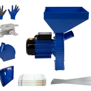 Set moara electrica cereale 3 in 1, 3.9 kW, 3200 rpm, 300 kg/h, adaptor fructe si legume, 20 ciocanele, 4 site, 4 saci, manusi protectie - COBI SMART®