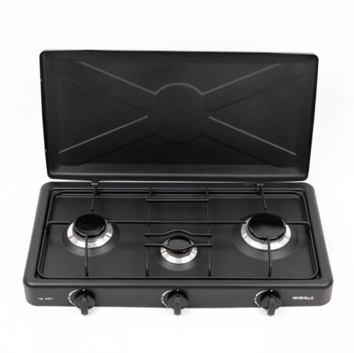 Pachet complet aragaz plita cu 3 ochiuri, 1.9 kW, 1.5 kW, 0.9 kW, alimentare la butelie, furtun gaz 2 m portocaliu, ceas butelie rusesc, 2 coliere - COBI SMART® - imagine 2