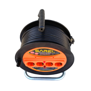 Prelungitor rola cu tambur 3x2.5 mm², 50 m, 4 prize, protectie la suprasarcina, maner transport ergonomic, portocaliu - COBI SMART®