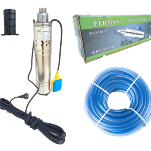 Pachet complet pompa de apa submersibila tip tun, 1.1 kW, 3.6 mc/h, cu plutitor, furtun 20 m 1" lis inclus - COBI SMART®