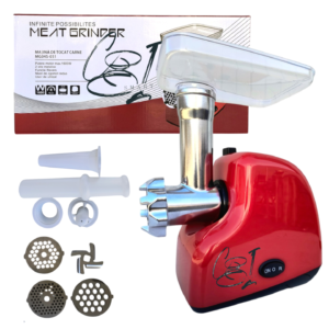 Masina de tocat carne MG04S-051, 1600 W, 3 site, accesorii rosii, carnati, chiftele, functia revers, motor cupru - COBI SMART®
