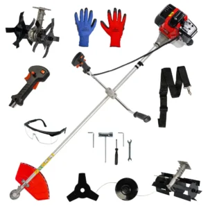 Pachet motocoasa pe benzina in 2 timpi, COBI SMART® BLACK & RED, putere 3.8 kW, 9000 rpm, 52 cm3, consum 0.6 litri/ora, include cap tip cultivator si prasitor