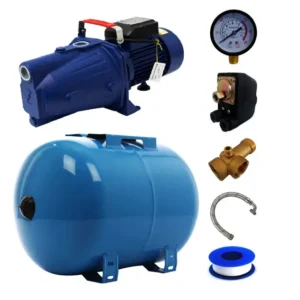 Kit Hidrofor, 50 L, pompa apa JET100L, 1500 W, 55 l/min, refulare 45 m, aspiratie 9 m, include manometru, racord flexibil 60 cm, racord conector 5 cai, presostat - COBI SMART®