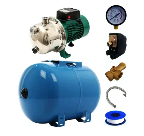 Kit hidrofor, 50 L inox, pompa JET100SS, 1500W, 55 l/min, refulare 45 m, aspiratie 9 m, include manometru, racord flexibil, racord conector, presostat, panou tablou - COBI SMART®