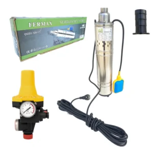Set pompa de apa submersibila QGD3, 1100W, 120 m cu flotor, include prescontrol automat cu manometru - COBI SMART®