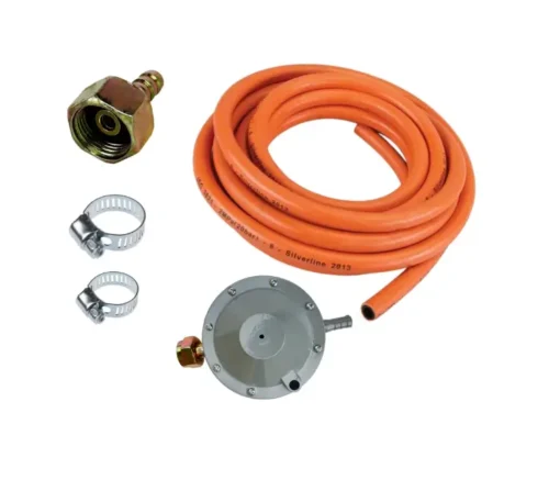 Pachet complet pentru pirostrie, ceas butelie, furtun gaz 2 m portocaliu, piulita butelie gaz filet stanga, 2 coliere - COBI SMART®