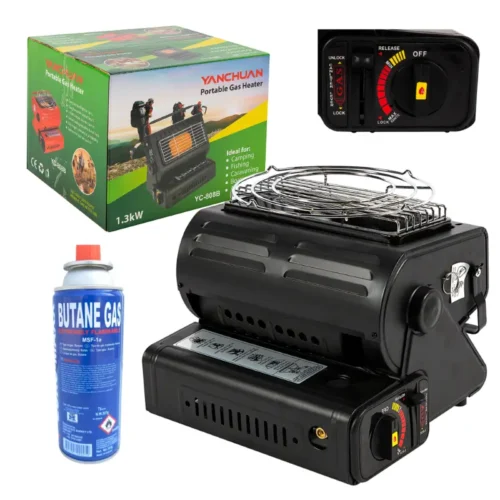 Aragaz camping portabil si incalzitor 2 in 1, 1.3 kW, butelie spray gaz 400 mL - COBI SMART®