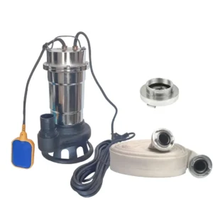 Pachet pompa de apa murdara inox SWP-750, 2.75 KW, inaltime 16 m, tocator, plutitor, 2", 25 m³/h, include furtun pompieri, 2 inch, 20 m, cu mufa, cuplaj furtun pompieri, 2" - COBI SMART®