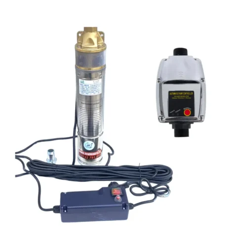 Set pompa de apa submersibila 4SKM/100, 0.75 kW, 60 m inaltime refulare, 30 m adancime aspiratie, 3000 l/h, refulare 1", bobinaj cupru + Prescontrol automat - COBI SMART®