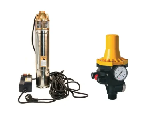 Set pompa de apa submersibila 4SKM/100, 0.75 kW, 60 m inaltime refulare, 30 m adancime aspiratie, 3000 l/h, racord 1", bobinaj cupru, include prescontrol automat- COBI SMART®