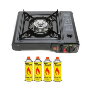 Aragaz de camping portabil, aprindere piezo, include 4 rezerve de gaz 400 ml - COBI SMART®