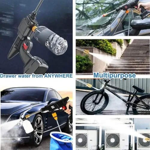 Pistol de spalat cu presiune, 500 W, 30 bari, 3 moduri, include 2 acumulatori 48V, duze, lance, furtun, recipient spuma, filtru - COBI SMART® - imagine 7