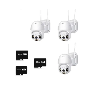 Set 3 camere de supraveghere Wi-Fi IP JT-8160, rotatie 355°, Full HD 2MP, include 3 carduri de memorie 32 GB - COBI SMART®