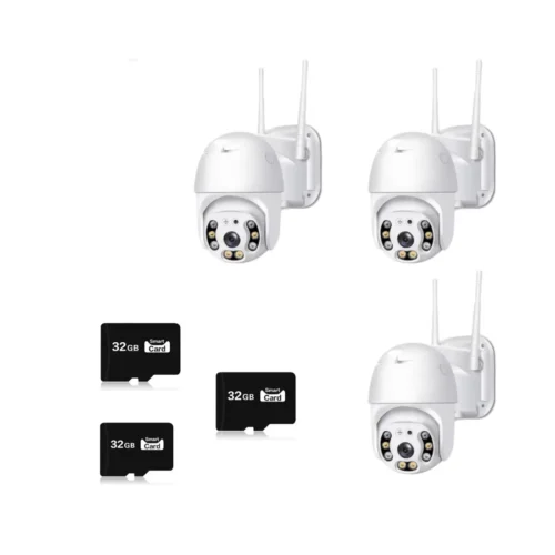 Set 3 camere de supraveghere Wi-Fi IP JT-8160, rotatie 355°, Full HD 2MP, include 3 carduri de memorie 32 GB - COBI SMART®