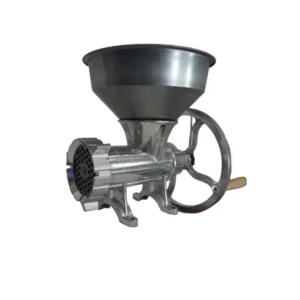 Masina manuala pentru tocat carnea nr.32. aluminiu mare. cu palnie Jia. dotata cu toarta ce poate fi conectata la motor electric sau de asemenea poate fi folosita manual