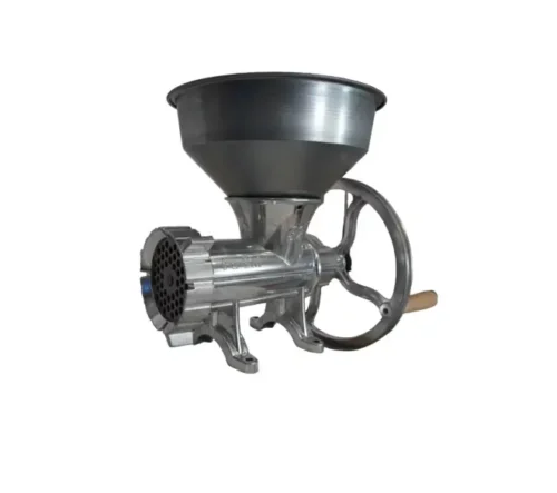 Masina manuala pentru tocat carnea nr.32. aluminiu mare. cu palnie Jia. dotata cu toarta ce poate fi conectata la motor electric sau de asemenea poate fi folosita manual