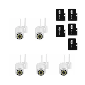 Set 5 camere de supraveghere 8161QJ, Wi-Fi, rotatie 355°, Full HD, 2MP, include 5 carduri de memorie 32 GB - COBI SMART®
