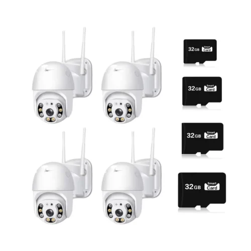 Set 4 camere de supraveghere Wi-Fi IP  JT-8160, rotatie 355°, Full HD 2MP, include 4 carduri de memorie 32 GB - COBI SMART®