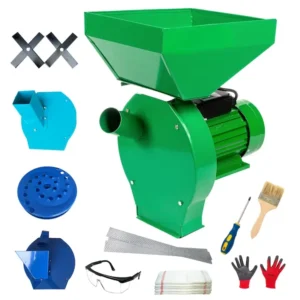 Set moara electrica cereale 4 in 1, 3.9 kW, 300 kg/h, cuva mare, adaptor fructe, legume si furaje, 4 site, 3 saci, manusi, ochelari protectie, surubelnita, perie - COBI SMART®