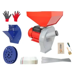Set moara electrica cereale 3 in 1, 3.9 kW, 250 kg/h, 3200 rpm, bobinaj cupru, adaptor fructe si legume, 4 site, 4 saci, 20 ciocanele, manusi - COBI SMART®