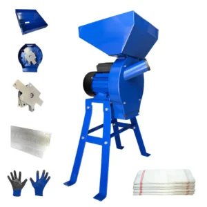 Set moara electrica cereale, 3.8 kW, 3000 RPM, 300 kg/h, cuva mare, suport universal, 20 ciocanele, 4 site, 4 saci, manusi protectie - COBI SMART®