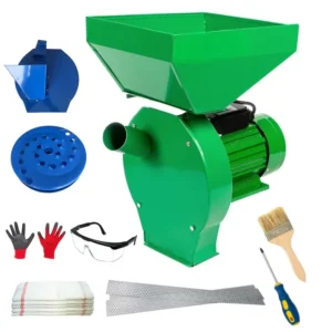 Set moara electrica cereale 3 in 1, 3.9 kW, 300 kg/h, cuva mare, bobinaj cupru, adaptor fructe si legume, 4 site, 3 saci, manusi, ochelari, surubelnita, perie - COBI SMART®