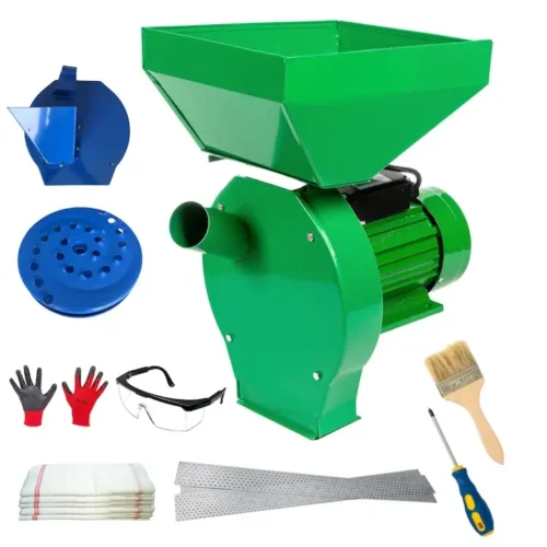 Set moara electrica cereale 3 in 1, 3.9 kW, 300 kg/h, cuva mare, bobinaj cupru, adaptor fructe si legume, 4 site, 3 saci, manusi, ochelari, surubelnita, perie - COBI SMART®