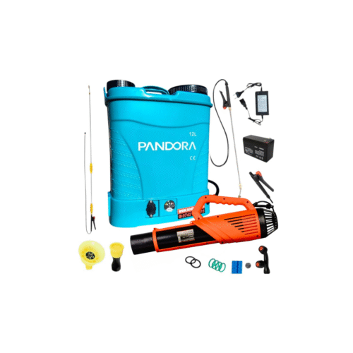 Lichidare de stoc - Pachet pompa de stropit electrica Pandora, 12 L, acumulator, regulator presiune, include atomizor electric 80 W, tija extensibila din inox, 3 m - COBI SMART®