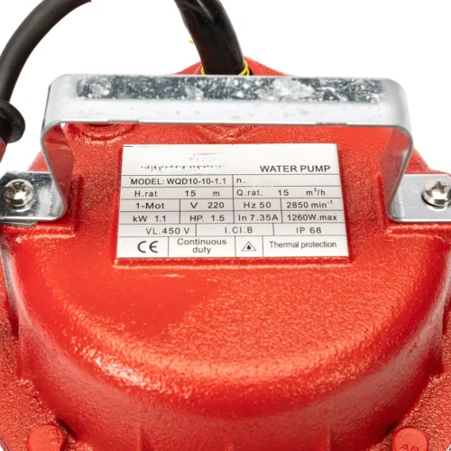 Pachet pompa submersibila cu plutitor pentru apa murdara WQD10, 1.1 KW, 1.5 CP 2850 rpm 250 l/min, include furtun pompier profesional 20 m rosu - COBI SMART® - imagine 2