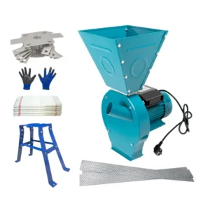 Set moara electrica cereale 2 in 1, 4.5 kW, 3200 rpm, 300 kg/h, suport metalic,20 ciocanele, 4 site, 4 saci, manusi - COBI SMART®