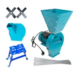 Set moara electrica cereale 3 in 1, 4.5 kW, 3200 rpm, 300 kg/h, adaptor furaje, suport universal, 20 ciocanele, 4 site, 4 saci, manusi - COBI SMART®