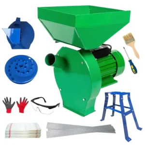 Set moara electrica cereale 3 in 1, 3.9 kW, 300 kg/h, suport inclus, cuva mare, bobinaj cupru, adaptor fructe si legume, 4 site, manusi, ochelari, surubelnita, perie - COBI SMART®
