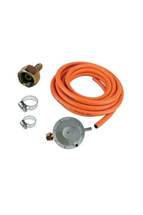 Pachet complet pentru pirostrie, ceas butelie, furtun gaz 4 m portocaliu, piulita butelie gaz filet stanga, 2 coliere - COBI SMART®