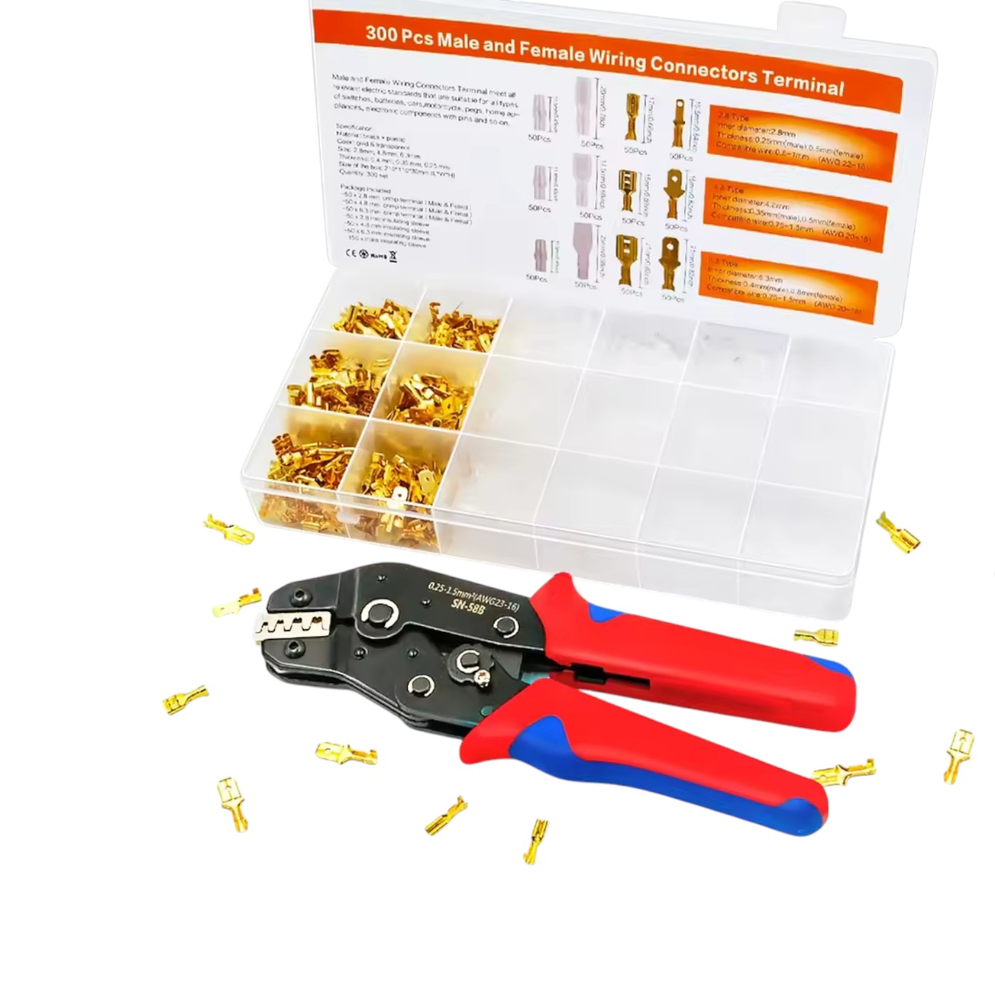 Cleste de sertizare pentru terminale izolate, fier nichel + otel carbon, 0.25–1.5 mm², include 600 conectori izolati - COBI SMART® Cleste de sertizare pentru terminale izolate, fier nichel + otel carbon, 0.25–1.5 mm², include 600 conectori izolati - COBI SMART® - imagine 2