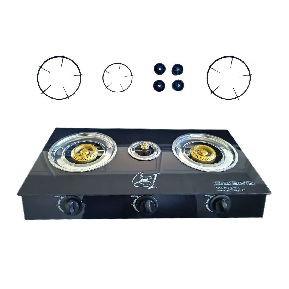 Aragaz portabil 3 ochiuri, sticla termorezistenta, aprindere piezo-electric - COBI SMART® Aragaz portabil 3 ochiuri, sticla termorezistenta, aprindere piezo-electric - COBI SMART® - imagine 3