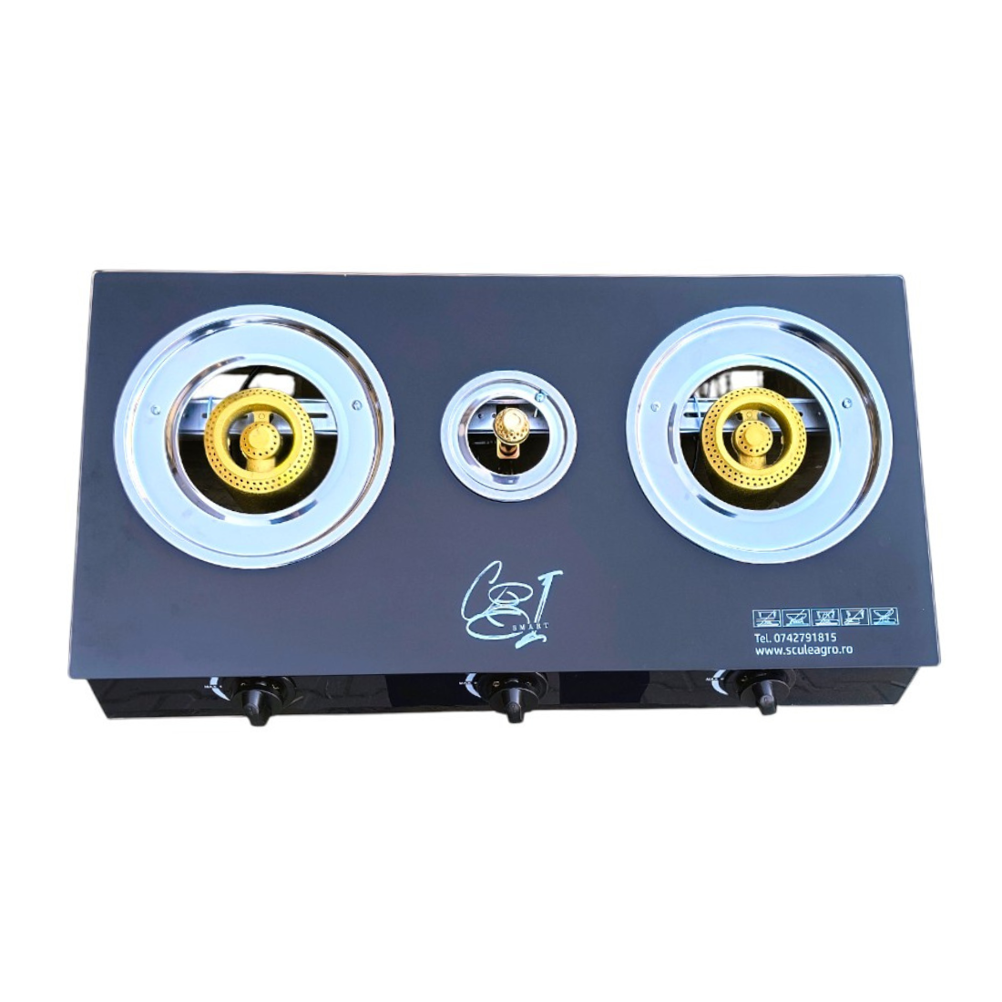 Aragaz portabil 3 ochiuri, sticla termorezistenta, aprindere piezo-electric - COBI SMART® Aragaz portabil 3 ochiuri, sticla termorezistenta, aprindere piezo-electric - COBI SMART® - imagine 4