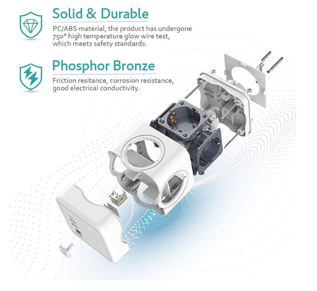 Priza cub 4 prize UE, 2x USB-A + 1x USB-C, 5V/3.1A, 220–250V, 16A, material PC ignifug - COBI SMART® Priza cub 4 prize UE, 2x USB-A + 1x USB-C, 5V/3.1A, 220–250V, 16A, material PC ignifug - COBI SMART® - imagine 3