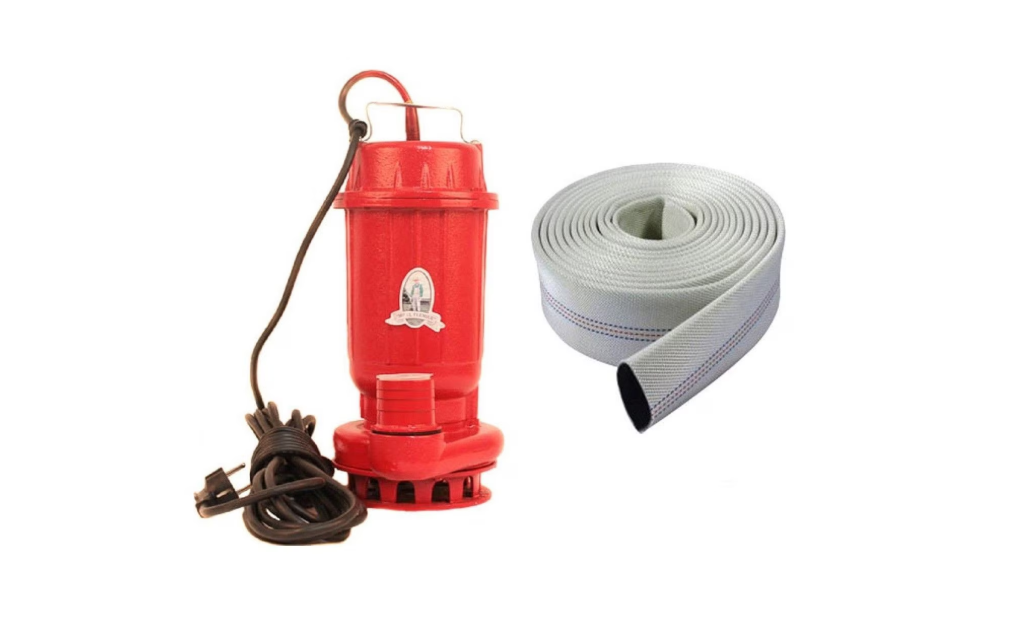 Pachet pompa submersibila pentru apa murdara WQD10, 1.1 KW, 1.5 CP, 2850 rpm, 250 l/min, include furtun pompier profesional 20 m rosu - COBI SMART® 4c0c9d3c65447582f418e3b9db0235d5