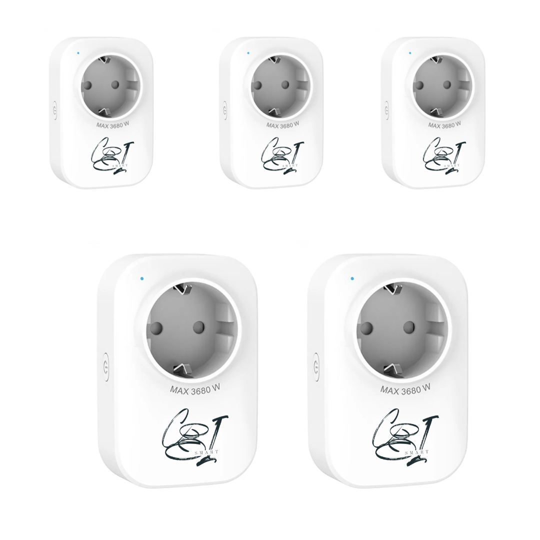Set 5 x prize inteligente SMARTPLUG EA9 WiFi, 16A, 3680W, control Tuya, compatibila Google Assistant / Alexa, culoare alba - COBI SMART® a2454de2b2a64d30c8daafc603686799