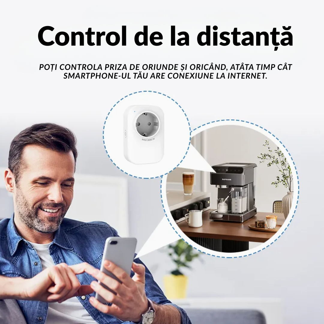 Set 5 x prize inteligente SMARTPLUG EA9 WiFi, 16A, 3680W, control Tuya, compatibila Google Assistant / Alexa, culoare alba - COBI SMART® b631be2a861b5e7adfa39e67fd5201d6