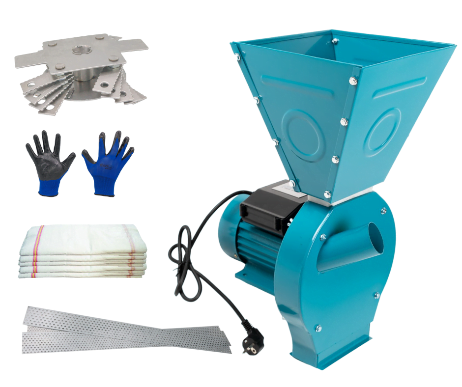 Moara electrica cereale 2 in 1, 4.5 kW, 3200 rpm, capacitate 300 kg/h, include 20 ciocanele, 4 site, 4 saci si manusi - COBI SMART® 7d412ef5e507b0e150a132241bc1e315