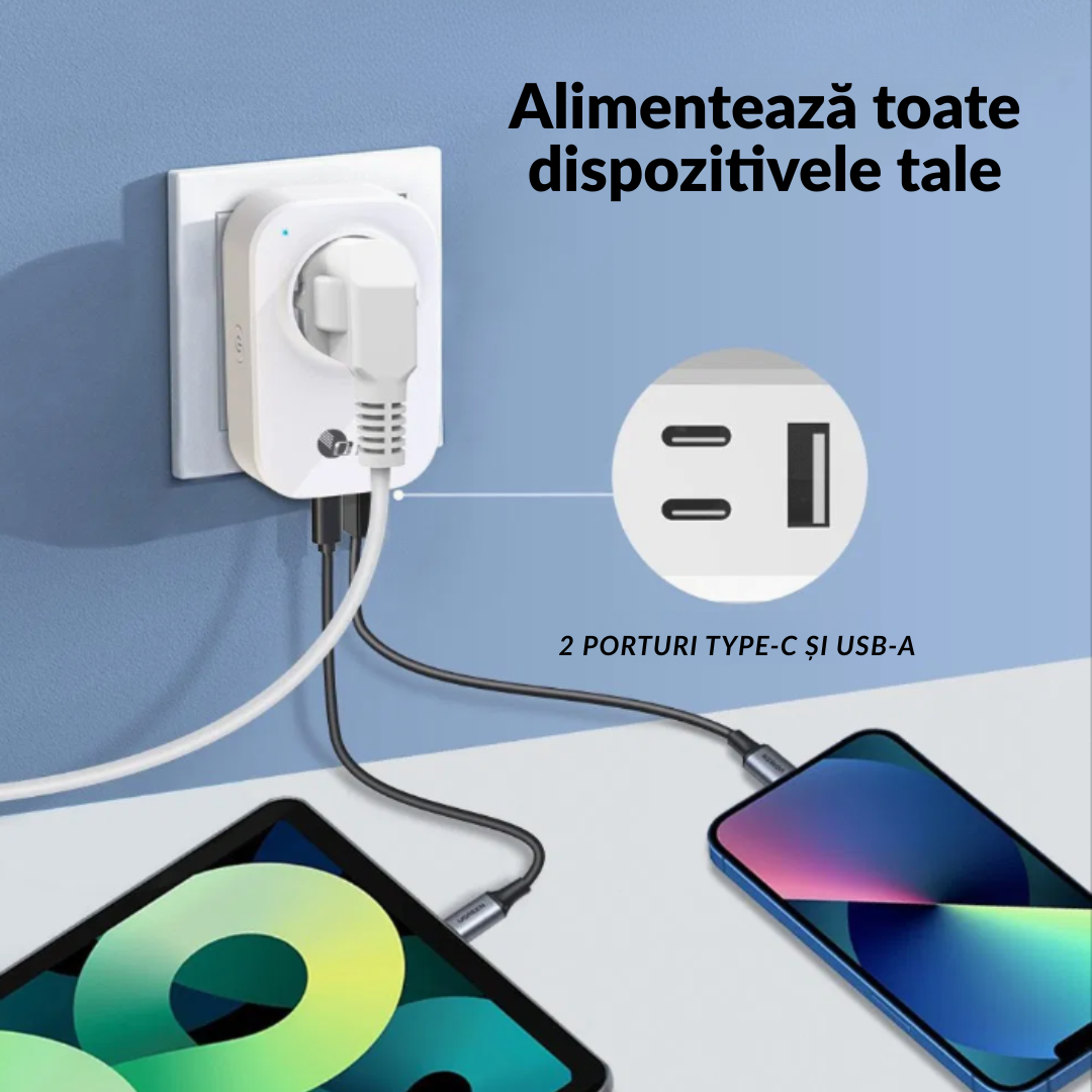 Set 5 x prize inteligente SMARTPLUG EA9 WiFi, 16A, 3680W, control Tuya, compatibila Google Assistant / Alexa, culoare alba - COBI SMART® 0390552fd9b28df224bac1c712e3f504