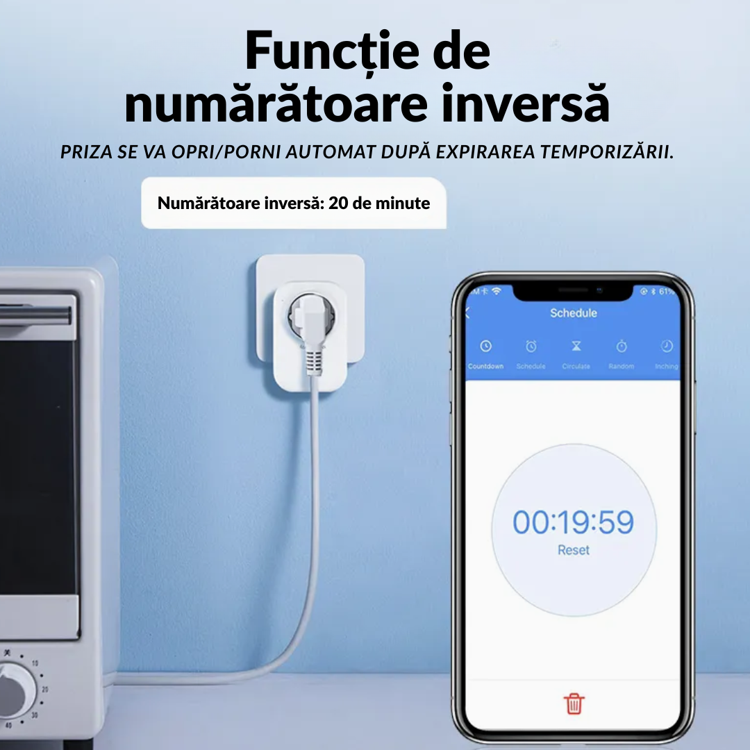 Set 4 x prize inteligente SMARTPLUG EA9 WiFi, 16A, 3680W, control Tuya, compatibila Google Assistant / Alexa, culoare alba - COBI SMART® c34a00837cde1b91e5707c28bf5c012b