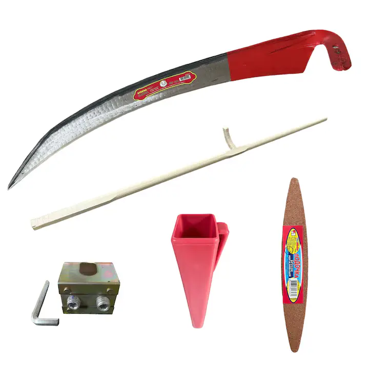 Set complet coasa manuala Saiga, 50 cm, fabricata in Rusia, coada lemn 190 cm, inel fixare, piatra ascutit si teaca - COBI SMART® 1a3c003ea5a0694bd91bafbfd762c9e1