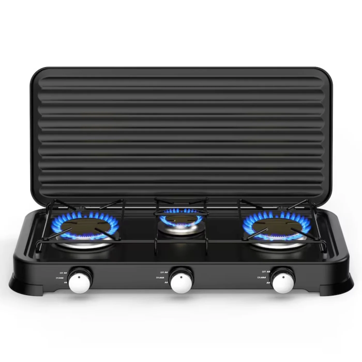 Aragaz plita cu 3 ochiuri cu capac, 2x2.2 kWh, 1x1 kWh, otel carbon, negru - COBI SMART® be30decae30ead527fdc87a0e620ad80
