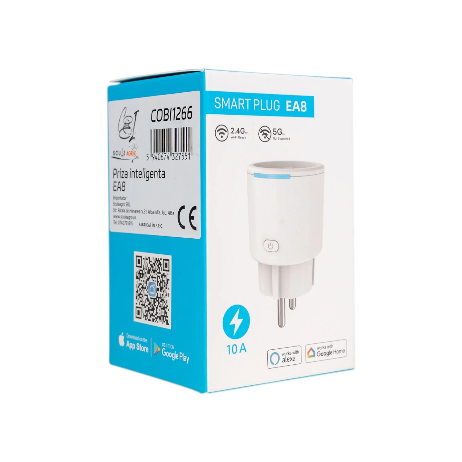 Pachet cablu prelungitor 10 m, cu stecher si priza cu impamantare si protectie, include priza inteligenta SMARTPLUG EA8 WiFi, 2500W - COBI SMART® f910f57f9df1e6d1b7856e97a4242f2e