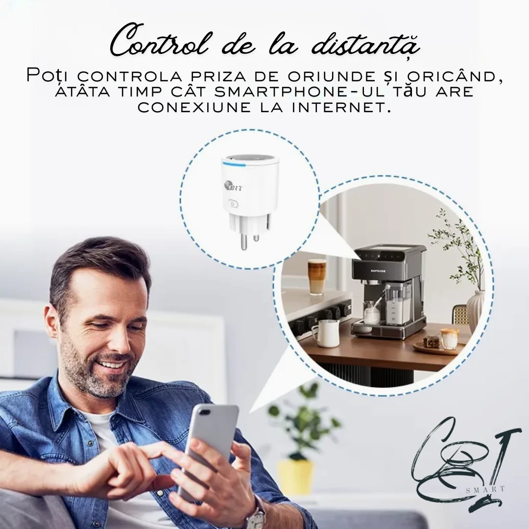 Pachet cablu prelungitor 10 m, cu stecher si priza cu impamantare si protectie, include priza inteligenta SMARTPLUG EA8 WiFi, 2500W - COBI SMART® d5cb776452f5f6dbeb73b58285cafed9