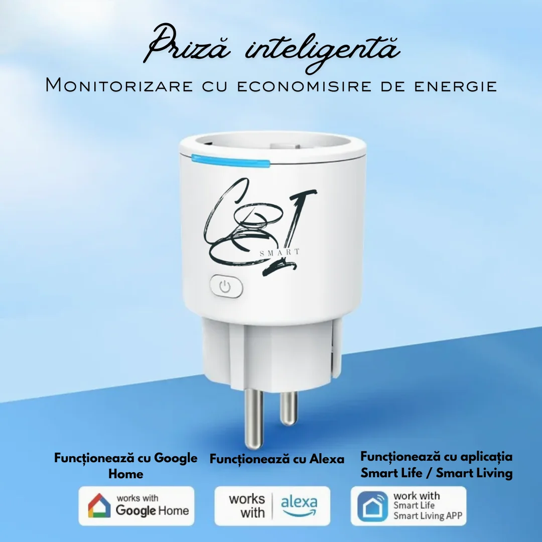 Pachet cablu prelungitor 10 m, cu stecher si priza cu impamantare si protectie, include priza inteligenta SMARTPLUG EA8 WiFi, 2500W - COBI SMART® 7af62725c55031e935670b462f92e62f