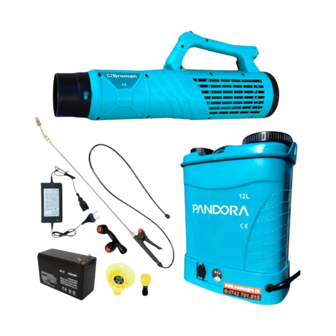 Lichidare de stoc - Pachet pompa de stropit electrica Pandora, 12 L, acumulator, regulator presiune, include atomizor electric 90 W - COBI SMART® 770c8d003bdc4add404770818780a710